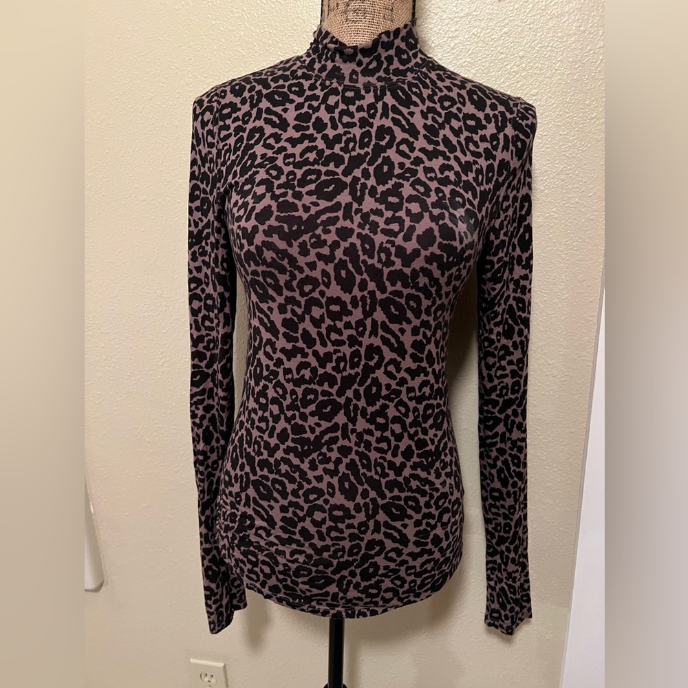 Free People Chocolate Animal Print Top